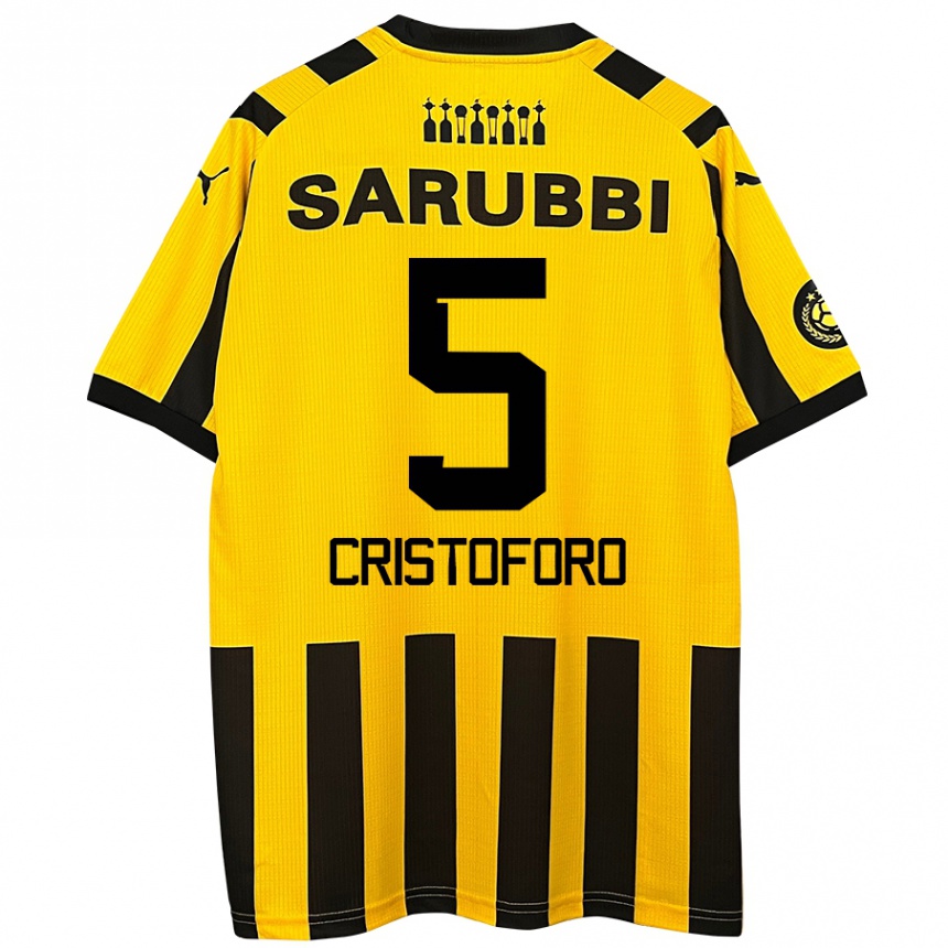 Kids Football Sebastián Cristóforo #5 Yellow Black Home Jersey 2024/25 T-Shirt Australia