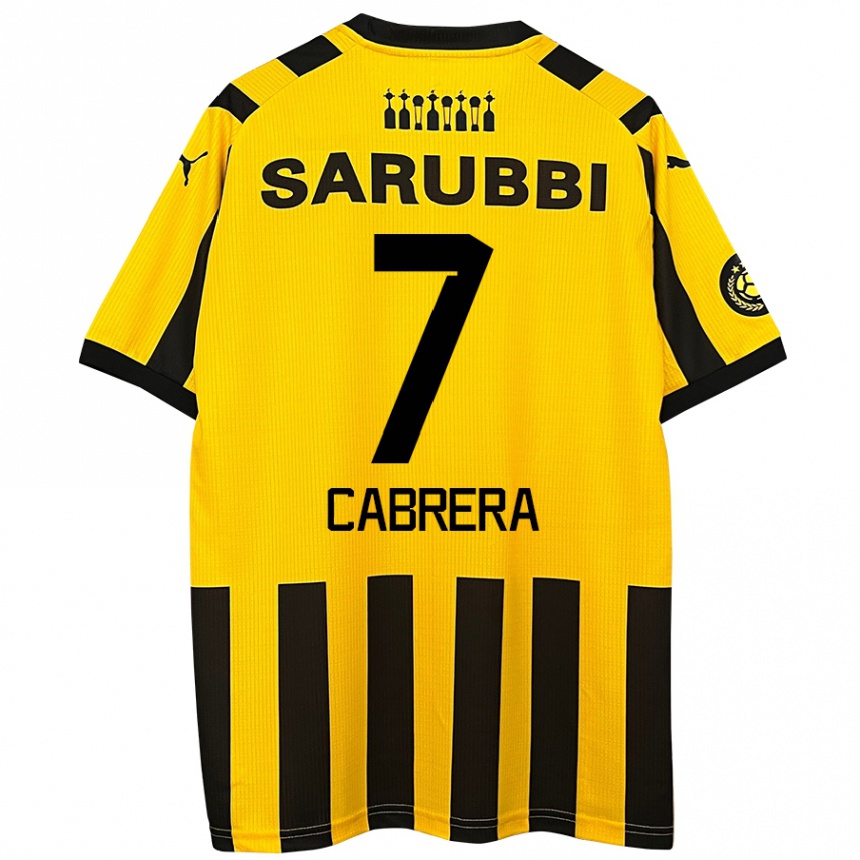 Kids Football Javier Cabrera #7 Yellow Black Home Jersey 2024/25 T-Shirt Australia