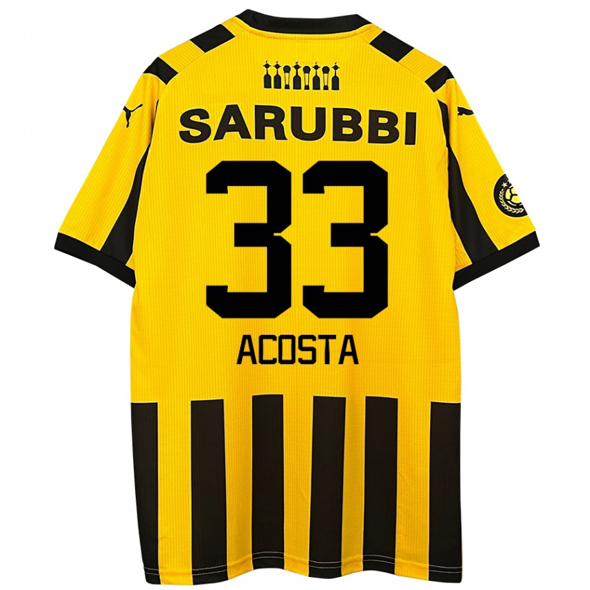 Kids Football Nahuel Acosta #33 Yellow Black Home Jersey 2024/25 T-Shirt Australia