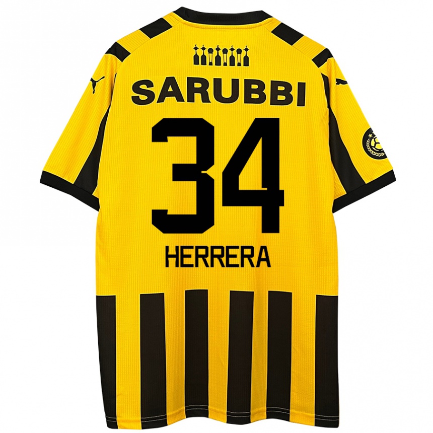 Kids Football Nahuel Herrera #34 Yellow Black Home Jersey 2024/25 T-Shirt Australia