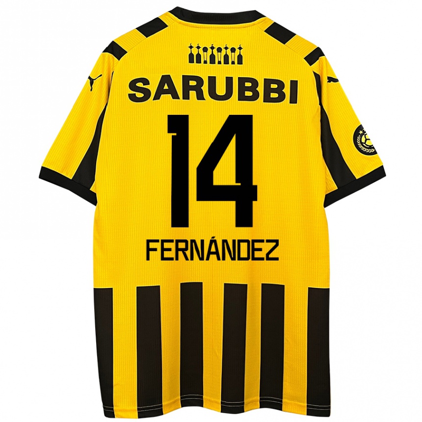 Kids Football Faustino Fernández #14 Yellow Black Home Jersey 2024/25 T-Shirt Australia