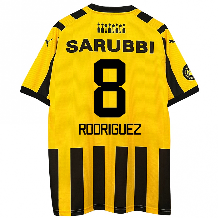 Kids Football Sebastián Rodríguez #8 Yellow Black Home Jersey 2024/25 T-Shirt Australia