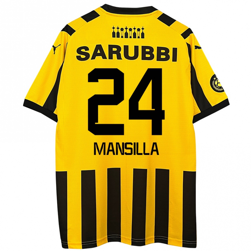 Kids Football Brian Mansilla #24 Yellow Black Home Jersey 2024/25 T-Shirt Australia