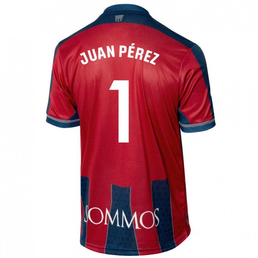 Kids Football Juan Pérez #1 Red Blue Home Jersey 2024/25 T-Shirt Australia