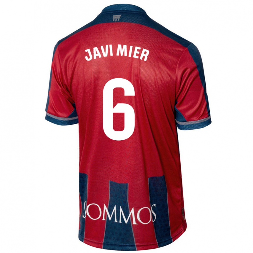 Kids Football Javi Mier #6 Red Blue Home Jersey 2024/25 T-Shirt Australia