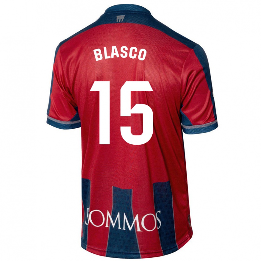 Kids Football Jérémy Blasco #15 Red Blue Home Jersey 2024/25 T-Shirt Australia