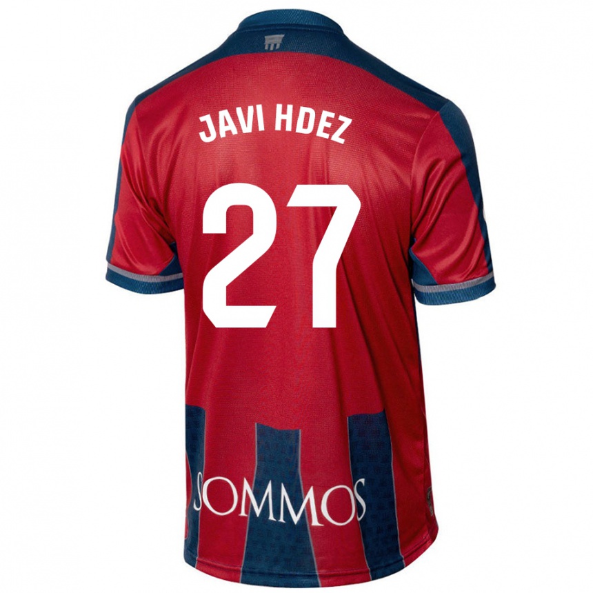 Kids Football Javi Hernández #27 Red Blue Home Jersey 2024/25 T-Shirt Australia