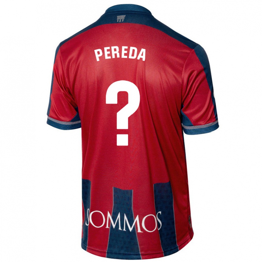 Kids Football Adrián Pereda #0 Red Blue Home Jersey 2024/25 T-Shirt Australia