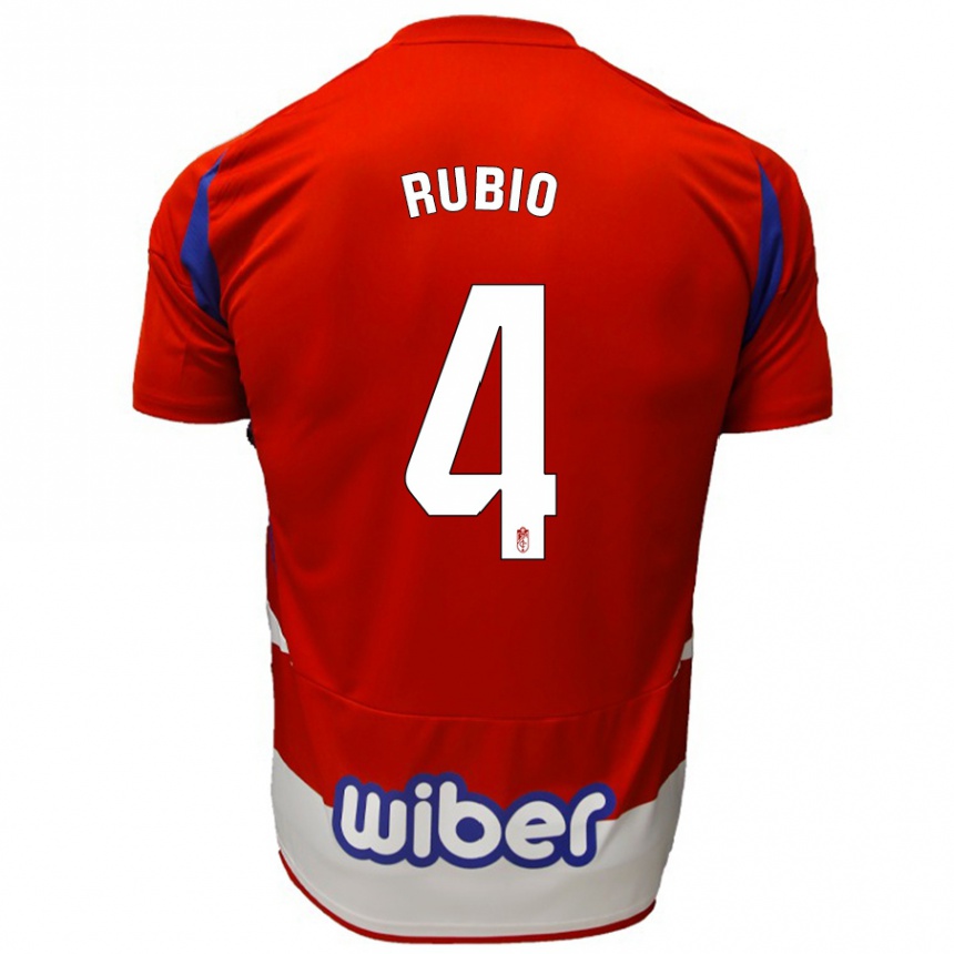 Kids Football Miguel Rubio #4 Red White Blue Home Jersey 2024/25 T-Shirt Australia