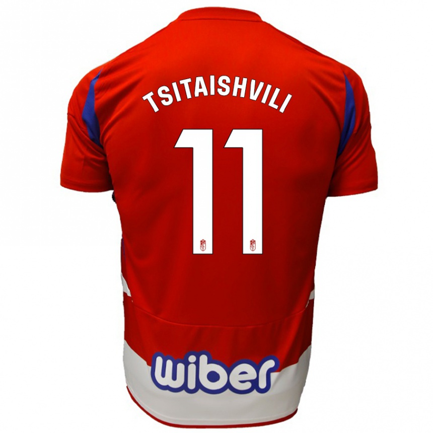 Kids Football Georgiy Tsitaishvili #11 Red White Blue Home Jersey 2024/25 T-Shirt Australia