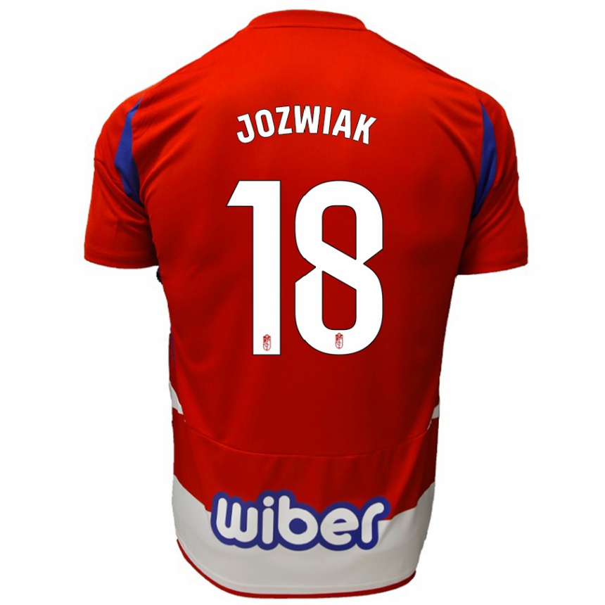 Kids Football Kamil Józwiak #18 Red White Blue Home Jersey 2024/25 T-Shirt Australia