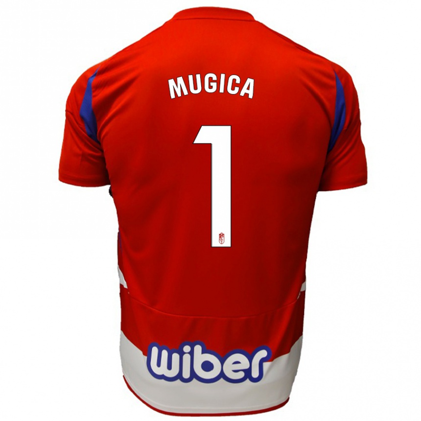 Kids Football Juan Múgica #1 Red White Blue Home Jersey 2024/25 T-Shirt Australia