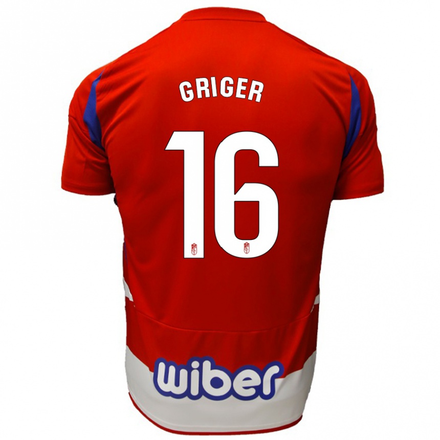 Kids Football Adam Griger #16 Red White Blue Home Jersey 2024/25 T-Shirt Australia