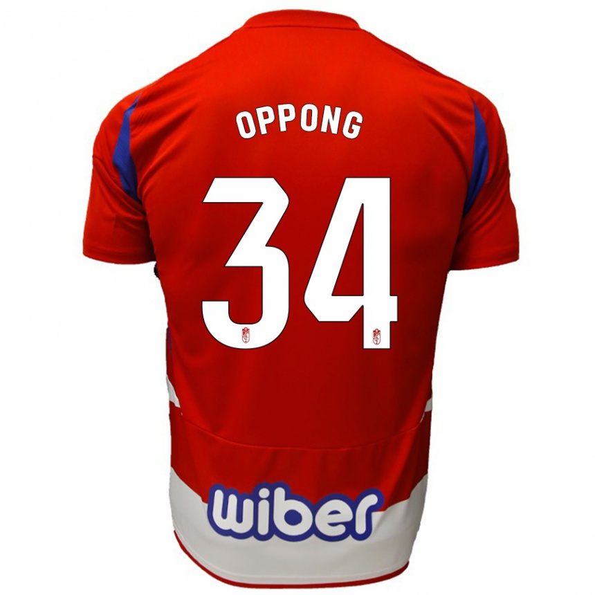 Kids Football Oscar Naasei Oppong #34 Red White Blue Home Jersey 2024/25 T-Shirt Australia