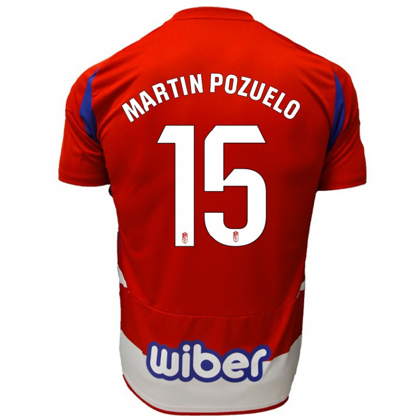 Kids Football Esther Martín-Pozuelo #15 Red White Blue Home Jersey 2024/25 T-Shirt Australia