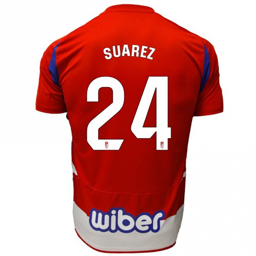 Kids Football Carlota Suárez #24 Red White Blue Home Jersey 2024/25 T-Shirt Australia