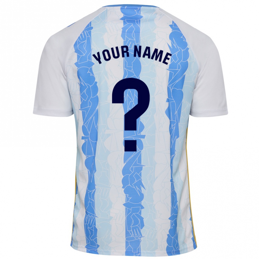 Kids Football Your Name #0 White Blue Home Jersey 2024/25 T-Shirt Australia