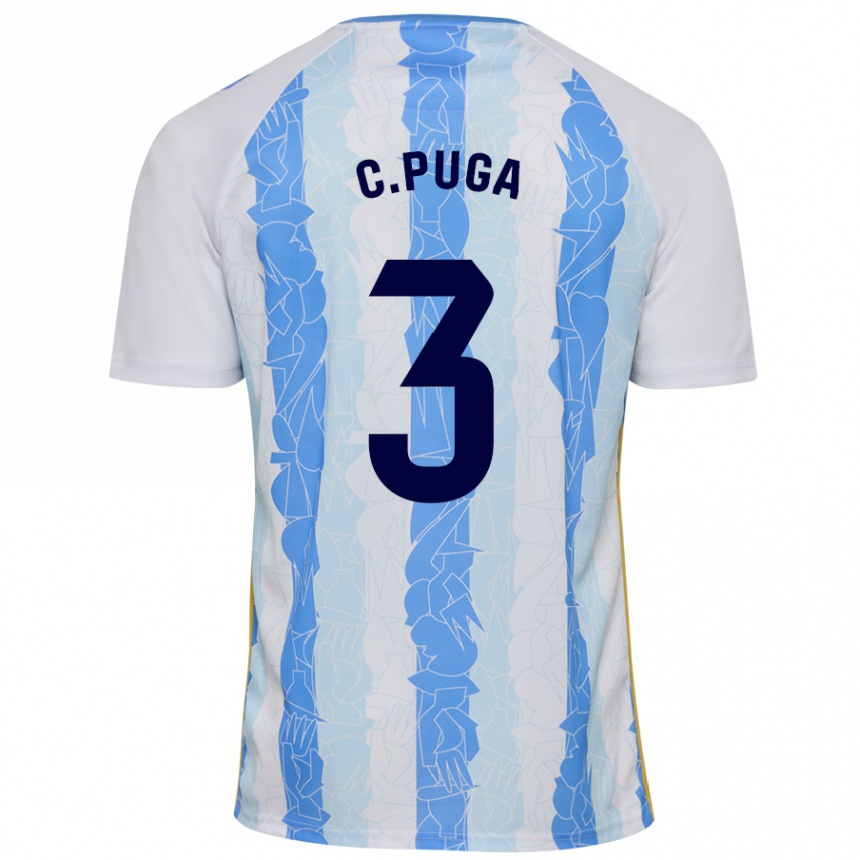 Kids Football Carlos Puga #3 White Blue Home Jersey 2024/25 T-Shirt Australia