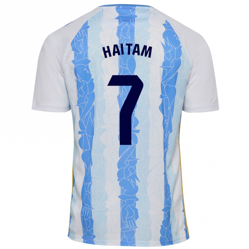 Kids Football Haitam Abaida #7 White Blue Home Jersey 2024/25 T-Shirt Australia