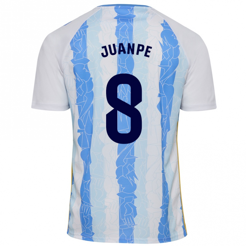 Kids Football Juanpe #8 White Blue Home Jersey 2024/25 T-Shirt Australia