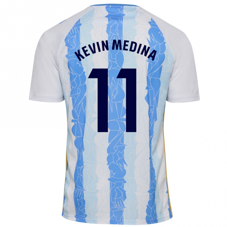 Kids Football Kevin Medina #11 White Blue Home Jersey 2024/25 T-Shirt Australia