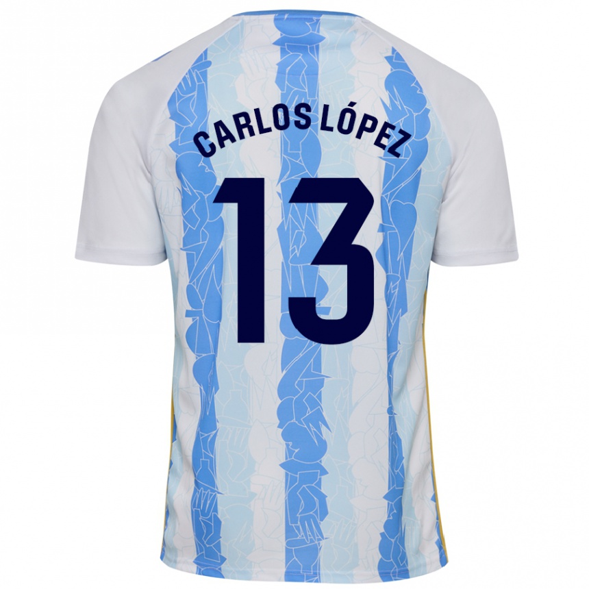 Kids Football Carlos López #13 White Blue Home Jersey 2024/25 T-Shirt Australia