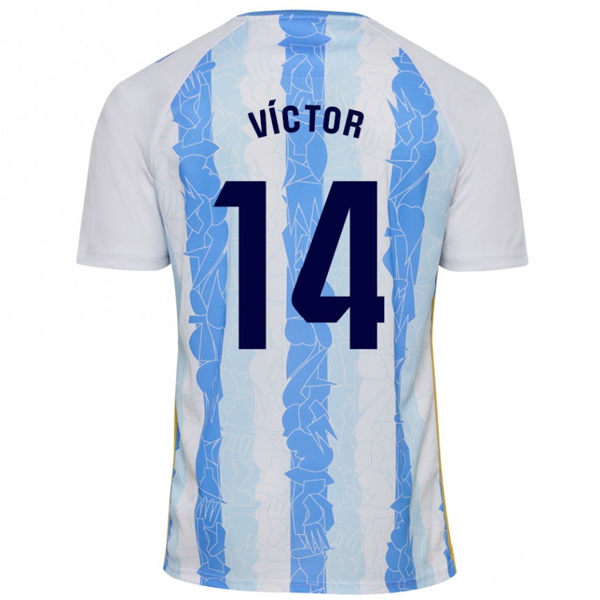 Kids Football Víctor García #14 White Blue Home Jersey 2024/25 T-Shirt Australia