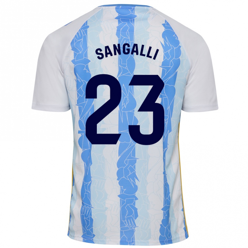 Kids Football Luca Sangalli #23 White Blue Home Jersey 2024/25 T-Shirt Australia