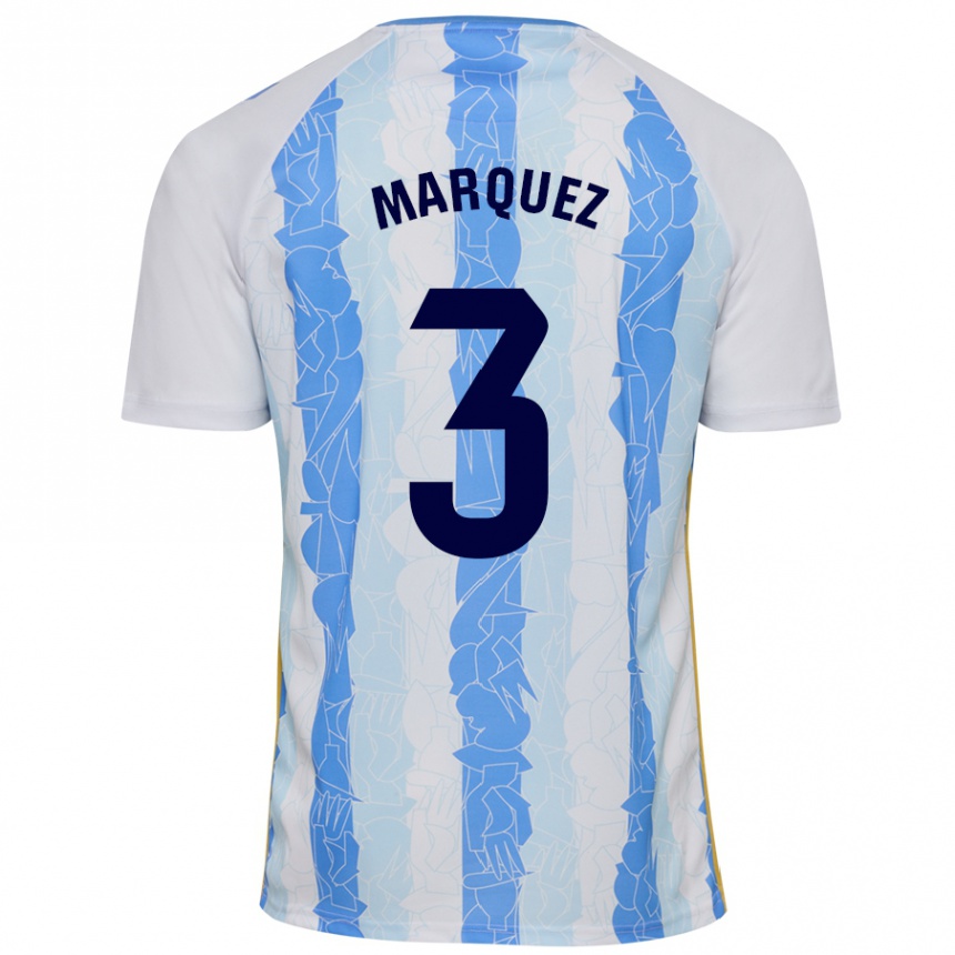 Kids Football David Márquez #3 White Blue Home Jersey 2024/25 T-Shirt Australia