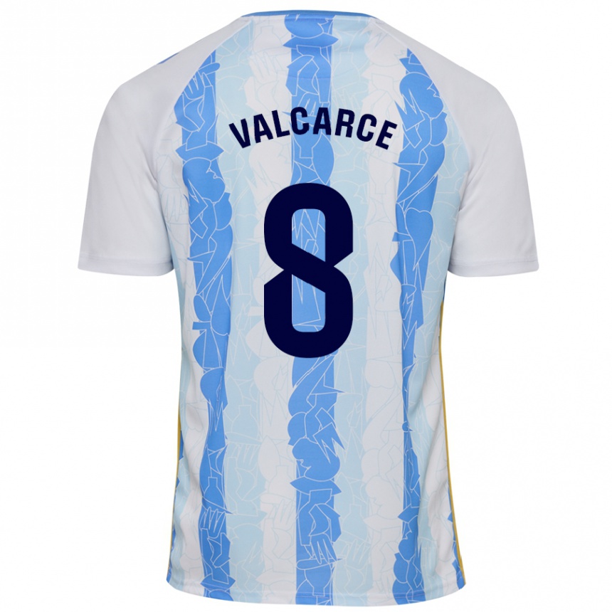 Kids Football Alejandro Valcarce #8 White Blue Home Jersey 2024/25 T-Shirt Australia