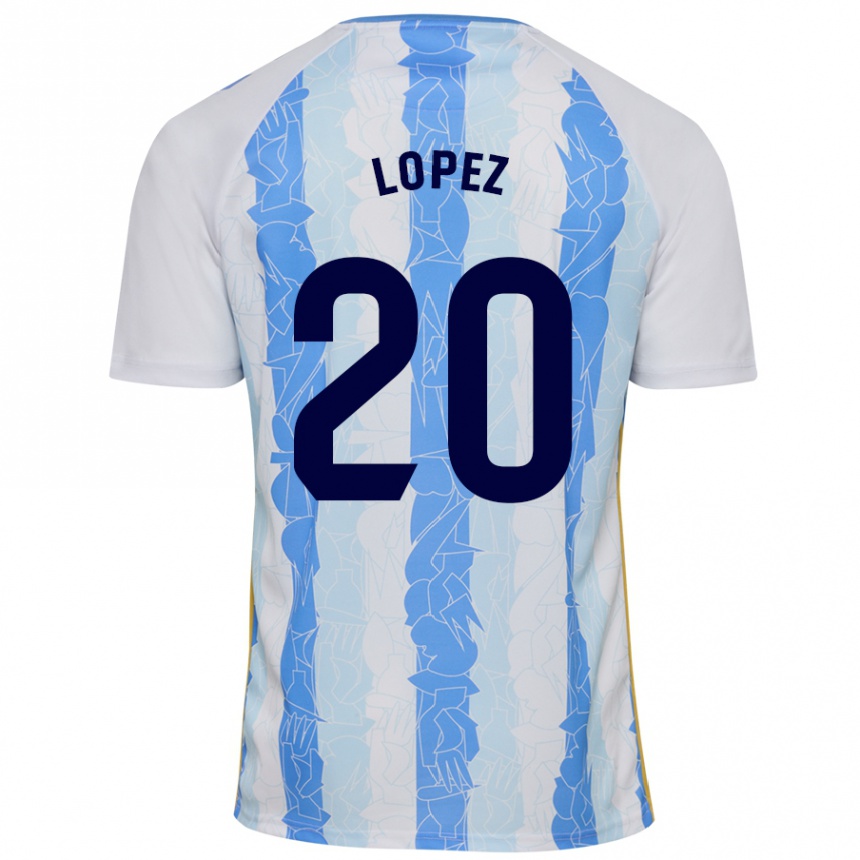 Kids Football Adri López #20 White Blue Home Jersey 2024/25 T-Shirt Australia