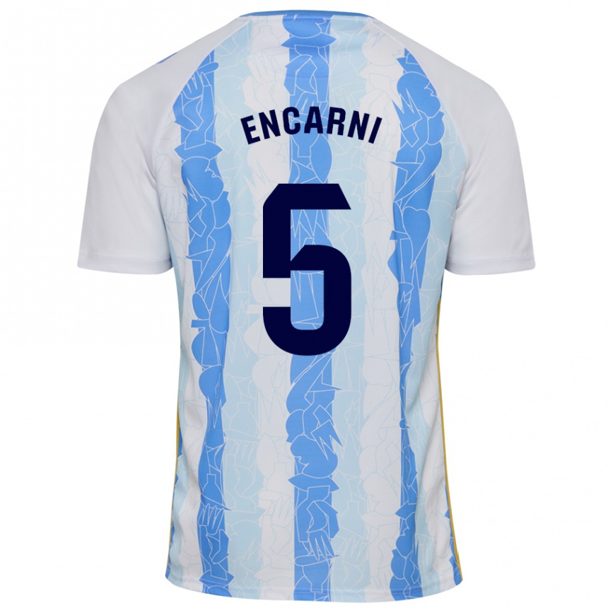 Kids Football Encarni #5 White Blue Home Jersey 2024/25 T-Shirt Australia