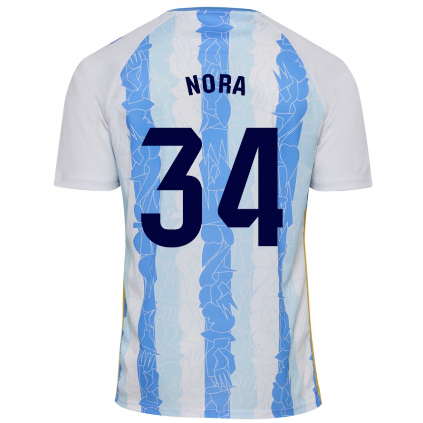 Kids Football Nora #34 White Blue Home Jersey 2024/25 T-Shirt Australia