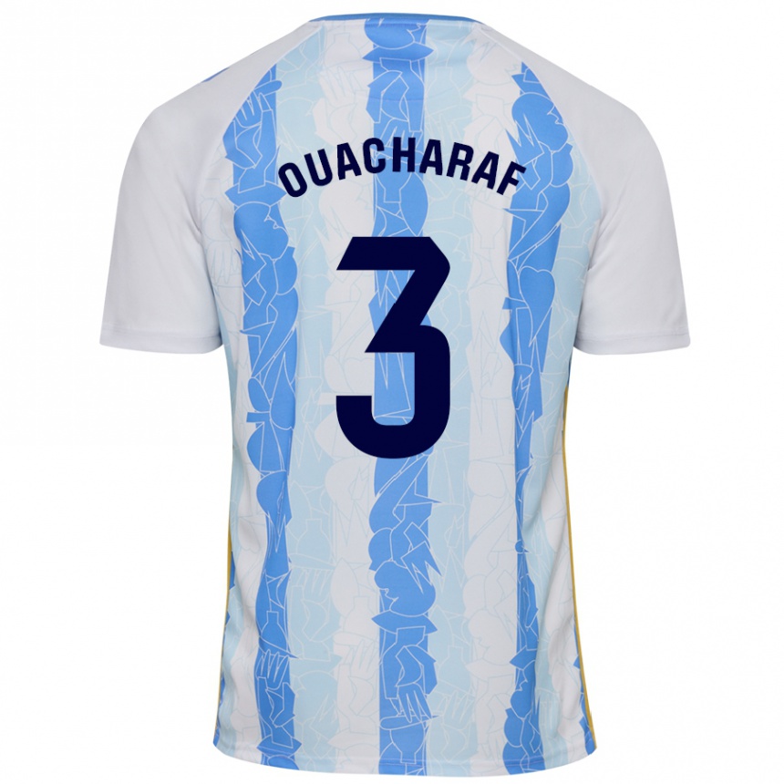 Kids Football Bilal Ouacharaf #3 White Blue Home Jersey 2024/25 T-Shirt Australia