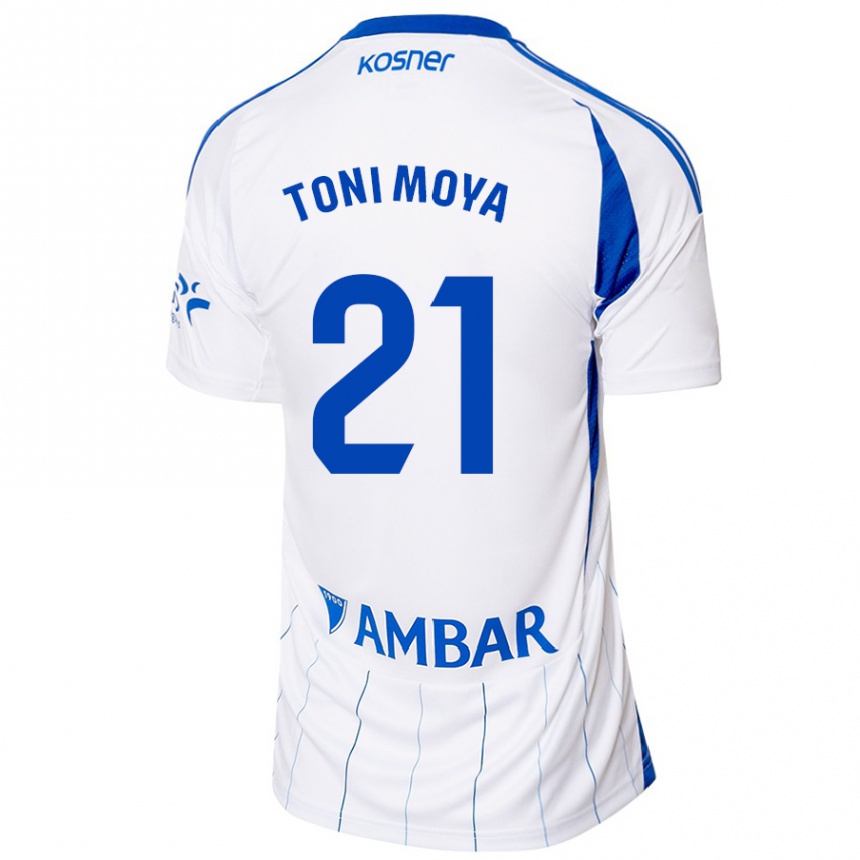 Kids Football Toni Moya #21 Red White Home Jersey 2024/25 T-Shirt Australia