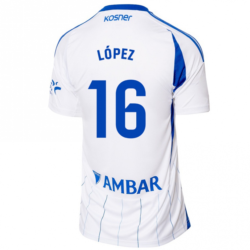 Kids Football Juan López #16 Red White Home Jersey 2024/25 T-Shirt Australia