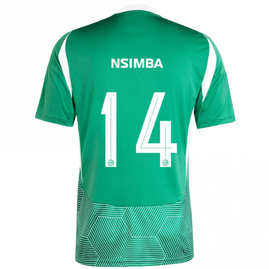 Kids Football Vital Nsimba #14 Green White Home Jersey 2024/25 T-Shirt Australia