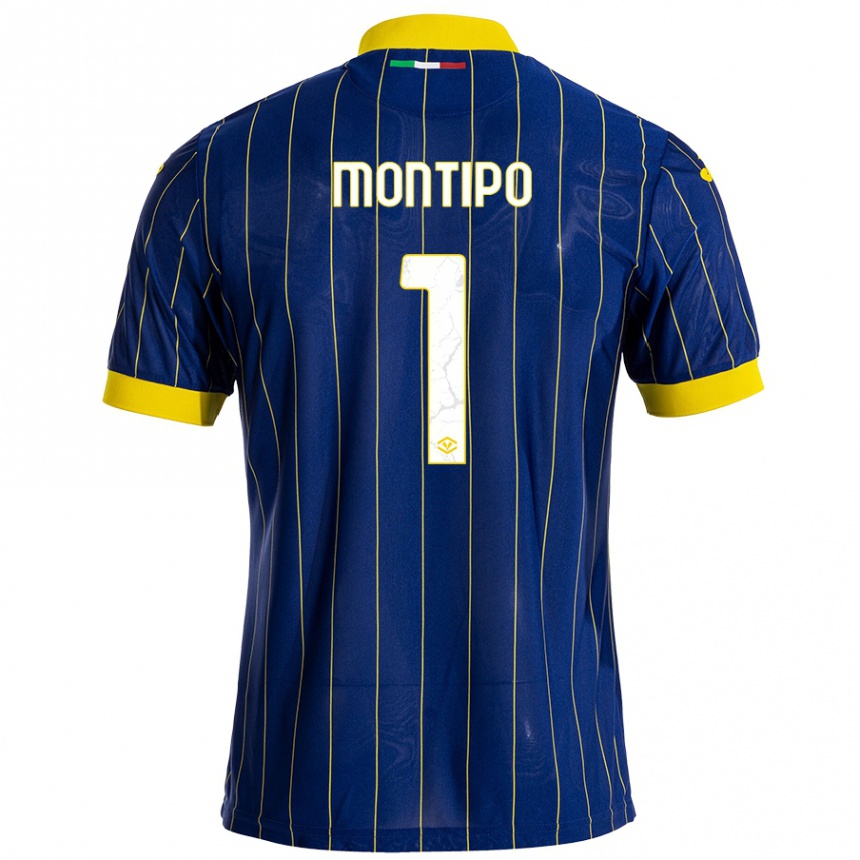 Kids Football Lorenzo Montipò #1 Blue Yellow Home Jersey 2024/25 T-Shirt Australia