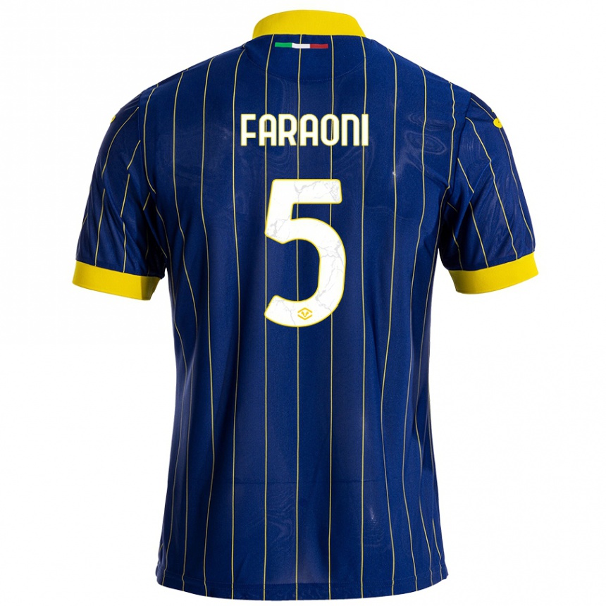 Kids Football Davide Faraoni #5 Blue Yellow Home Jersey 2024/25 T-Shirt Australia