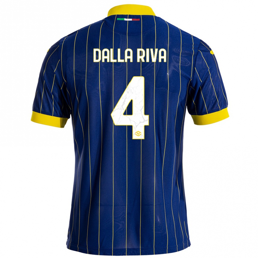 Kids Football Stefano Dalla Riva #4 Blue Yellow Home Jersey 2024/25 T-Shirt Australia