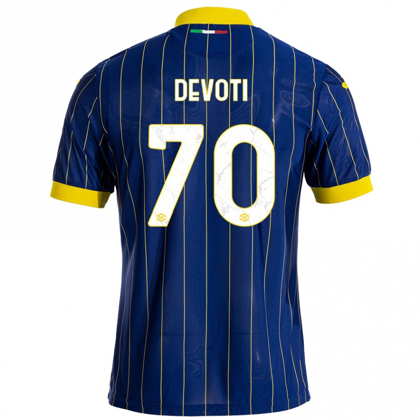 Kids Football Andrea Devoti #70 Blue Yellow Home Jersey 2024/25 T-Shirt Australia