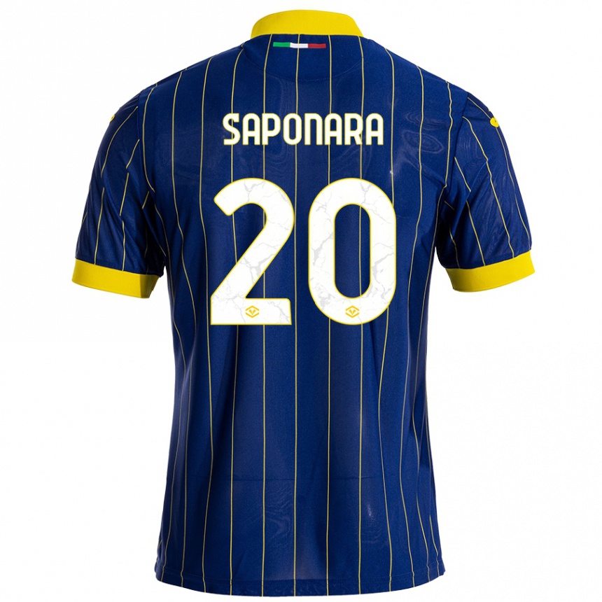 Kids Football Riccardo Saponara #20 Blue Yellow Home Jersey 2024/25 T-Shirt Australia