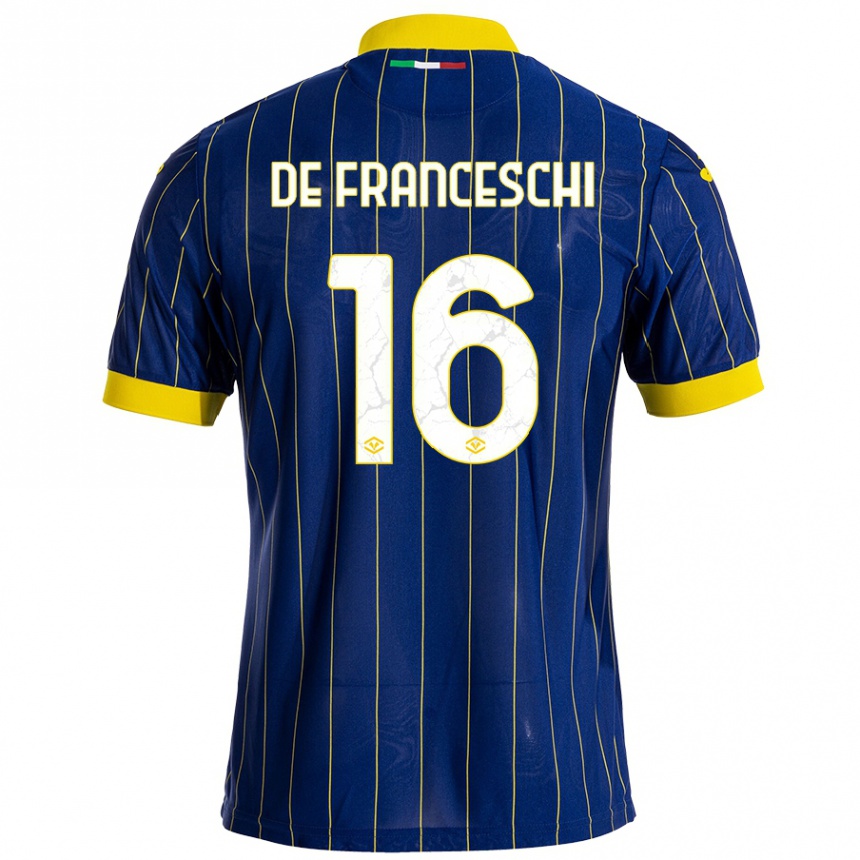 Kids Football Edoardo De Franceschi #16 Blue Yellow Home Jersey 2024/25 T-Shirt Australia