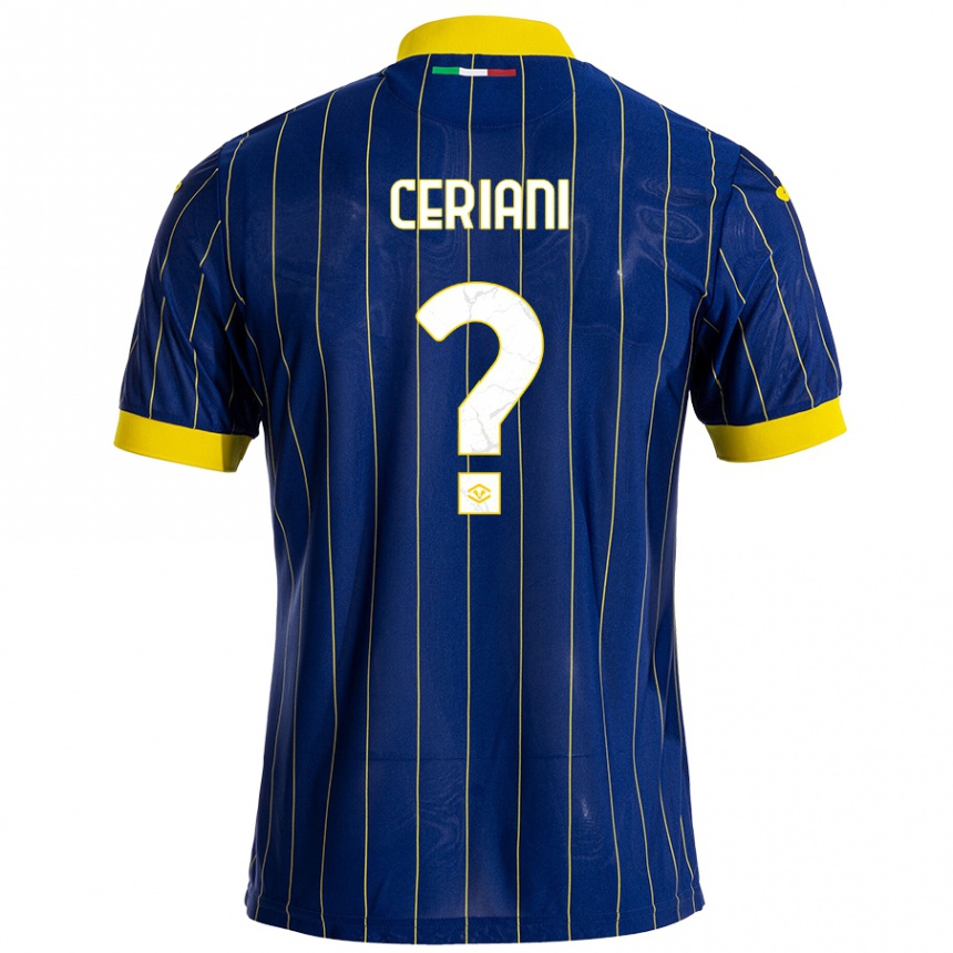 Kids Football Filippo Ceriani #0 Blue Yellow Home Jersey 2024/25 T-Shirt Australia