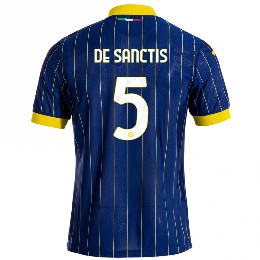 Kids Football Aurora De Sanctis #5 Blue Yellow Home Jersey 2024/25 T-Shirt Australia