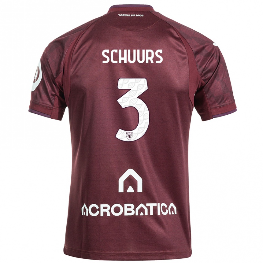 Kids Football Perr Schuurs #3 Maroon White Home Jersey 2024/25 T-Shirt Australia