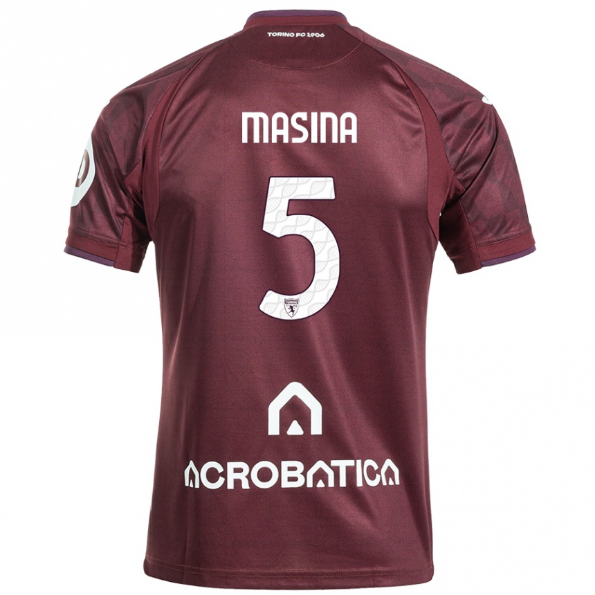 Kids Football Adam Masina #5 Maroon White Home Jersey 2024/25 T-Shirt Australia