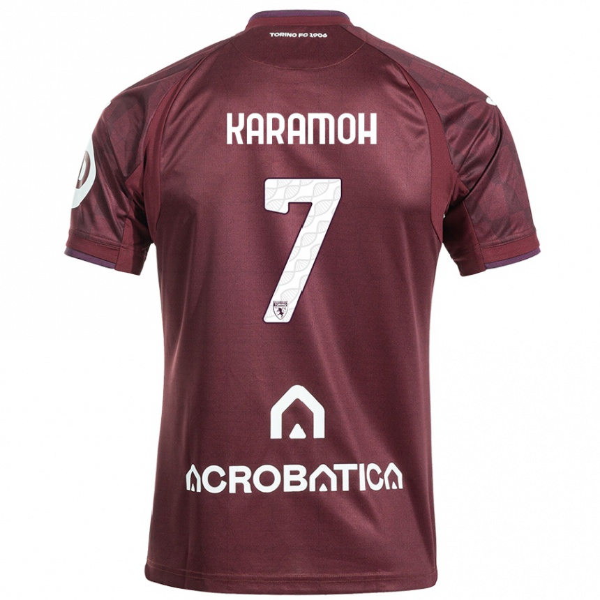 Kids Football Yann Karamoh #7 Maroon White Home Jersey 2024/25 T-Shirt Australia