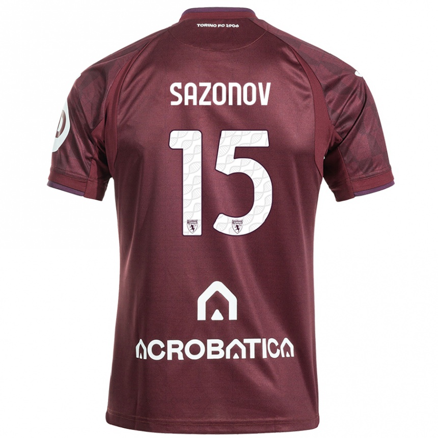 Kids Football Saba Sazonov #15 Maroon White Home Jersey 2024/25 T-Shirt Australia