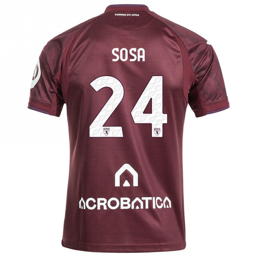 Kids Football Borna Sosa #24 Maroon White Home Jersey 2024/25 T-Shirt Australia